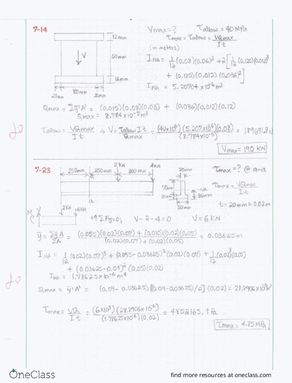 CIV E270 Lecture Notes - Lecture 7: Shear Flow, Veeam thumbnail