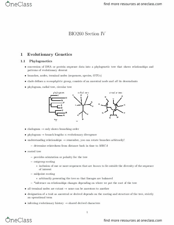 BIO260H1 Lecture Notes - Lecture 20: Radial Tree, Epistasis, Asso thumbnail