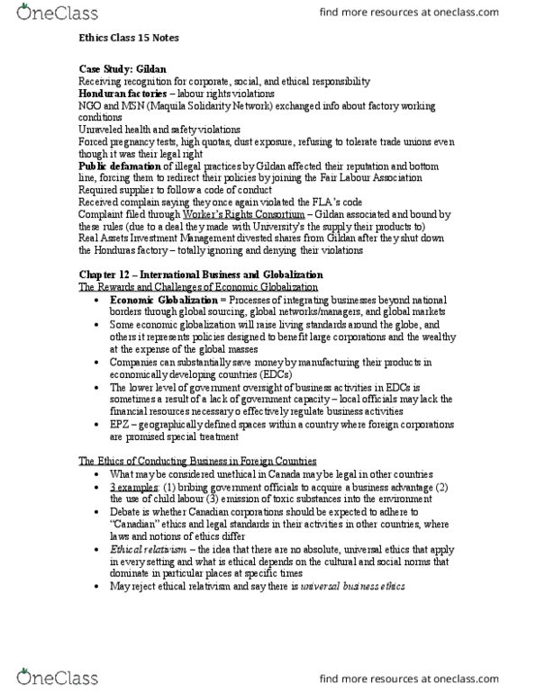 COMM 104 Lecture Notes - Lecture 15: Developing Country, Labor Rights, Foreign Corporation thumbnail