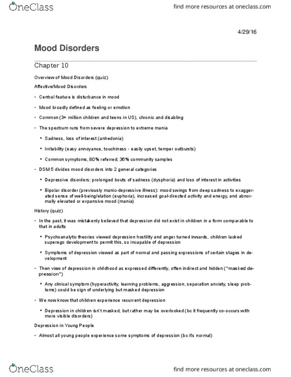 PSYC 3220 Lecture 10: 10 - Mood Disorders thumbnail