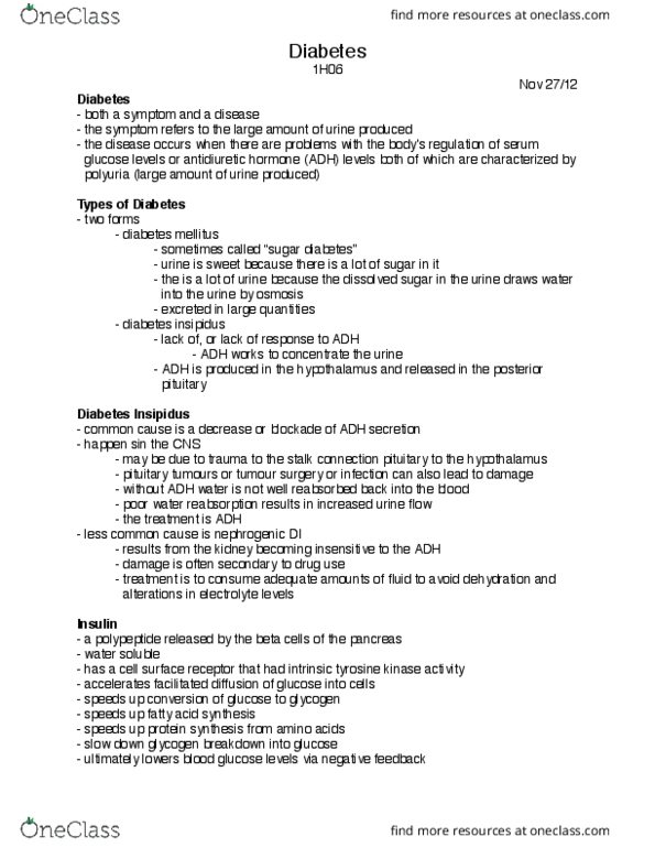 HTHSCI 1H06 Lecture Notes - Lecture 14: Glycogen, Facilitated Diffusion, Glucose Tolerance Test thumbnail