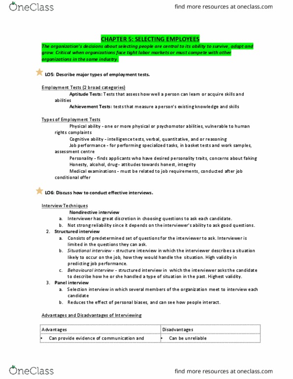 COMM 203 Lecture Notes - Lecture 10: Structured Interview, Job Performance thumbnail