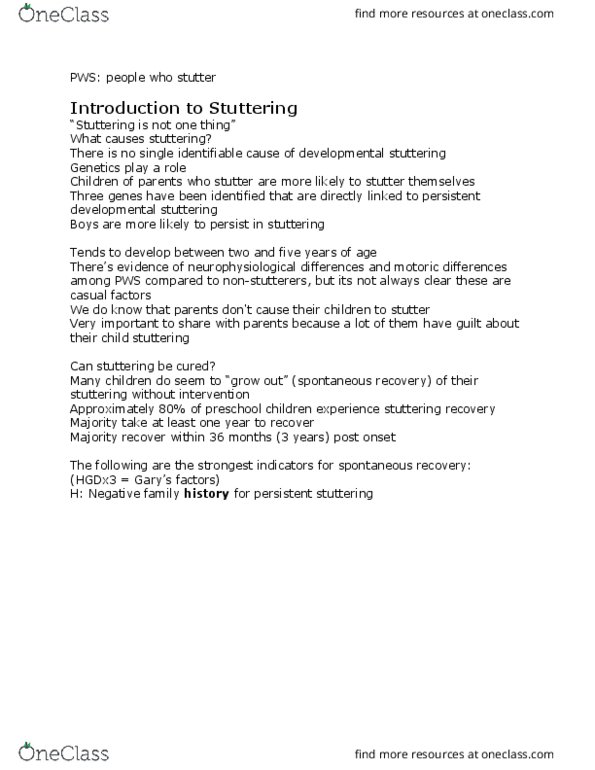 C_S_D 4210 Lecture Notes - Lecture 1: Delayed Auditory Feedback, Stuttering, Speech Disfluency thumbnail