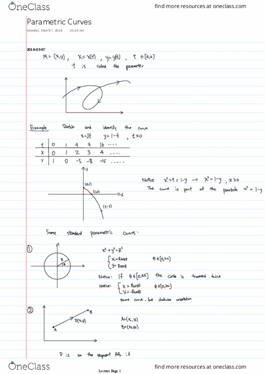MATH101 Lecture 23: MATH 101 - 23 Parametric Curves thumbnail