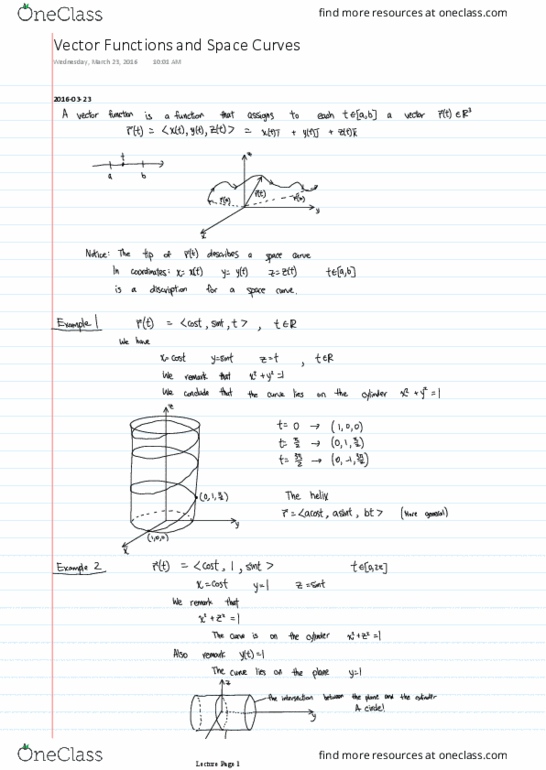 MATH101 Lecture 29: MATH 101 - 29 Vector Functions and Space Curves thumbnail