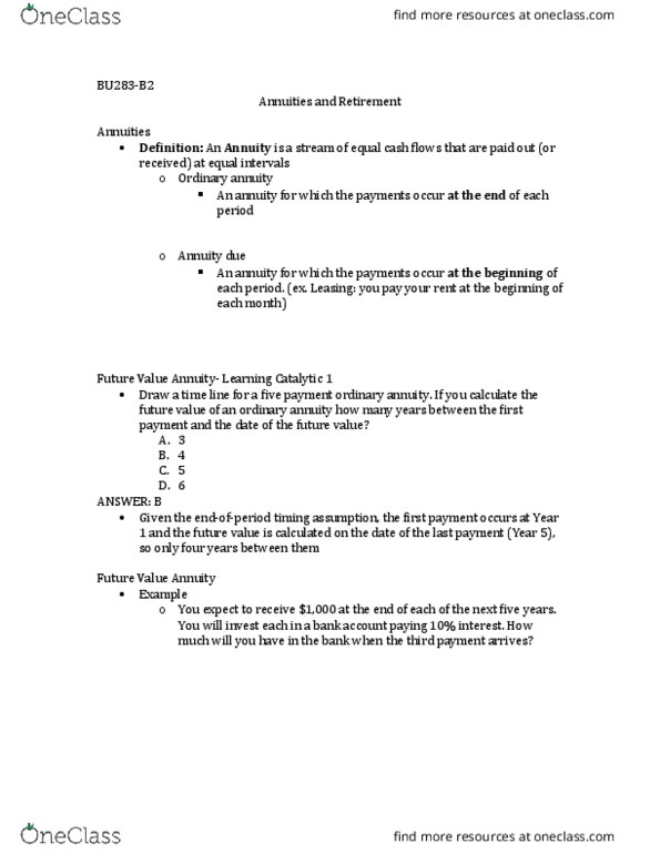BU283 Lecture Notes - Lecture 5: Savings Account, Mutual Fund, Cash Flow thumbnail