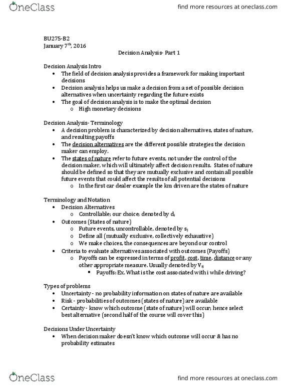 BU283 Lecture Notes - Lecture 17: Growth Stock, Perfect Information, Expected Value Of Perfect Information thumbnail