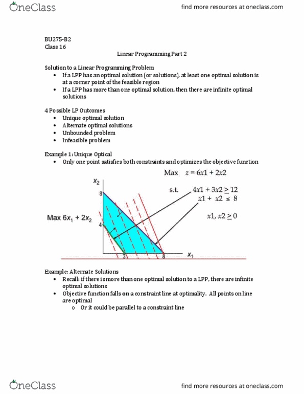 BU283 Lecture Notes - Lecture 30: Feasible Region thumbnail