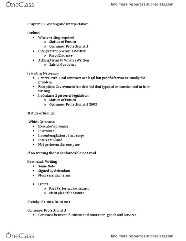 BU231 Lecture Notes - Lecture 8: Condition Precedent, Collateral Contract thumbnail