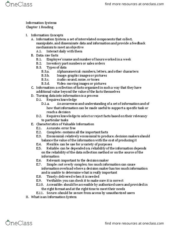 BMGT 301 Chapter Notes - Chapter 1: Technology Acceptance Model, Word Processor, Inventory Control thumbnail