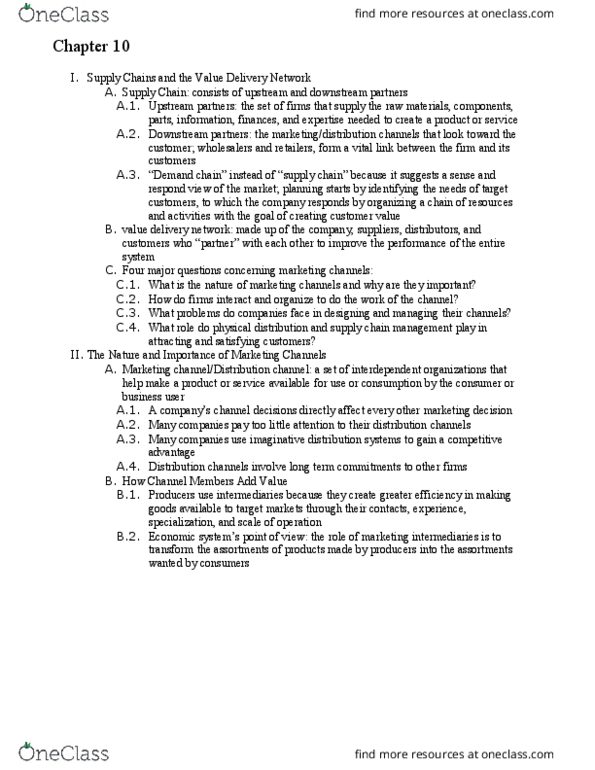 BMGT 350 Chapter Notes - Chapter 10: Electronic Data Interchange, Disintermediation, Transportation Planning thumbnail