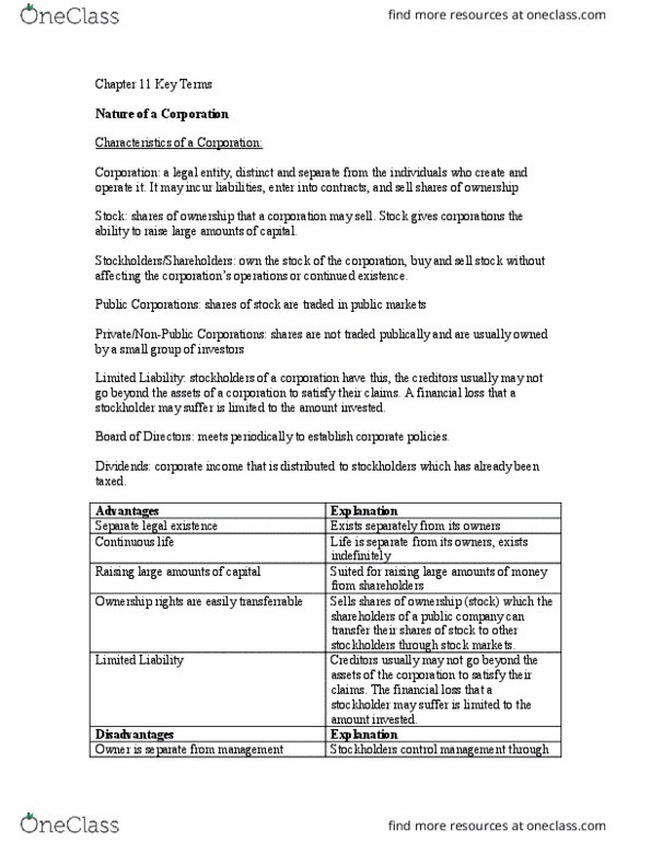 BMGT 220 Chapter Notes - Chapter 11: Double Taxation, Preferred Stock, Dividend thumbnail