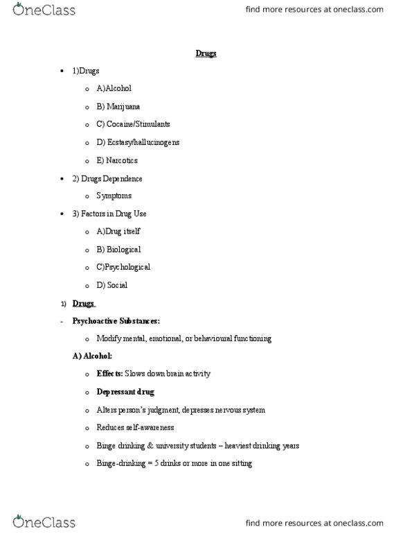 PSYC 1010 Lecture Notes - Lecture 6: Reinforcement, Codeine, Oxycodone thumbnail