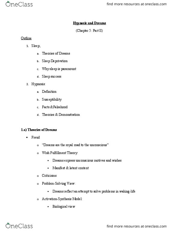 PSYC 1010 Lecture Notes - Lecture 4: Hypnosis, Caffeine, Sleep Deprivation thumbnail