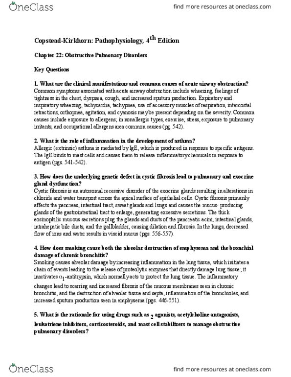 HSC 4555 Lecture Notes - Lecture 22: Tachypnea, Cyanosis, Leukotriene thumbnail