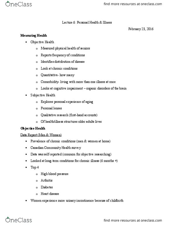 HLTHAGE 1BB3 Lecture Notes - Lecture 6: Epidemiological Transition, Heart Failure, Urinary Incontinence thumbnail