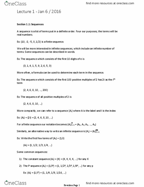 STAT 2000 Lecture Notes - Lecture 1: Geometric Progression thumbnail