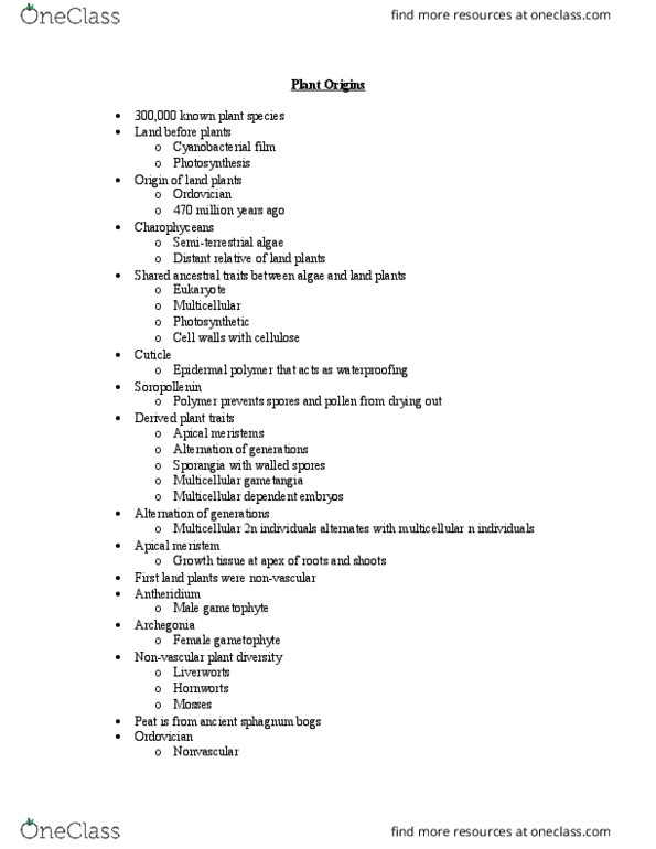 BSC 2011C Lecture Notes - Lecture 7: Gametangium, Global Warming, Archegonium thumbnail