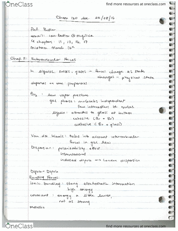 CHEM 120 Lecture Notes - Lecture 12: Ionic Compound, Polari, Molar Mass thumbnail