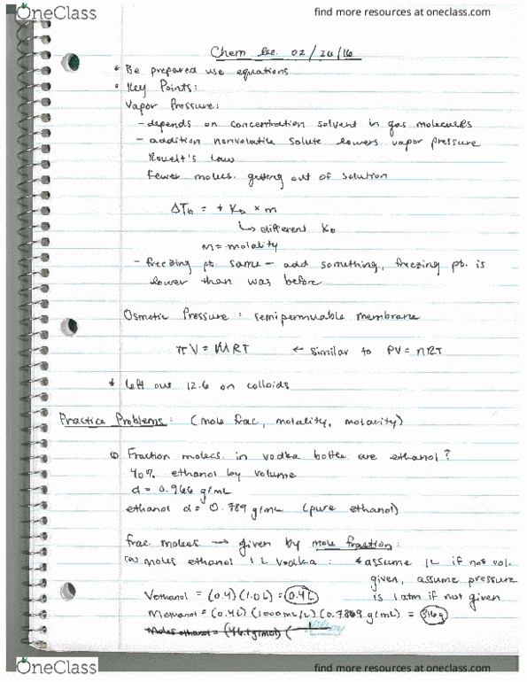 CHEM 120 Lecture Notes - Lecture 20: Horse Length, Osmosis, Hne thumbnail