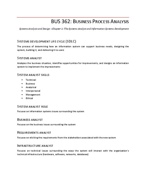 BUS 362 Chapter Notes - Chapter 1: Software Development Process, System Request, Executive Sponsor thumbnail