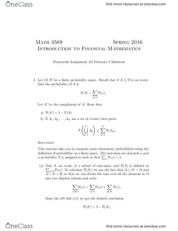 MATH 3589 Lecture Notes - Lecture 6: Risk Neutral thumbnail