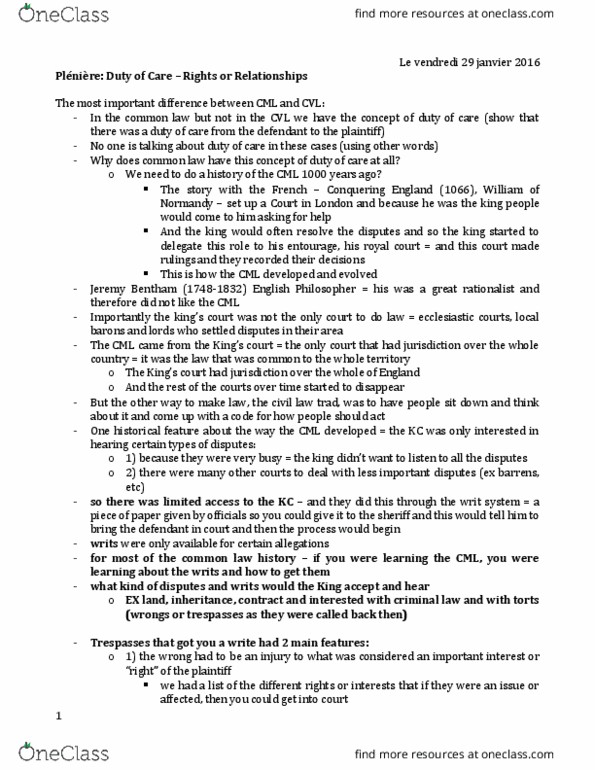 LAWG 100D2 Lecture Notes - Lecture 8: Jeremy Bentham, No Liability, Borstal thumbnail