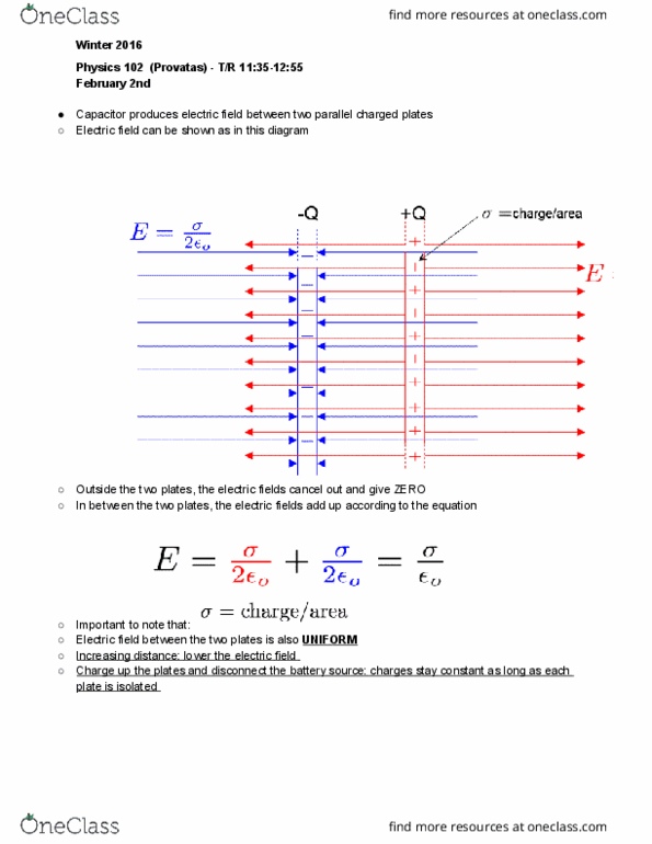 PHYS 102 Lecture Notes - Lecture 7: Provatas, Relative Permittivity, Electric Field thumbnail