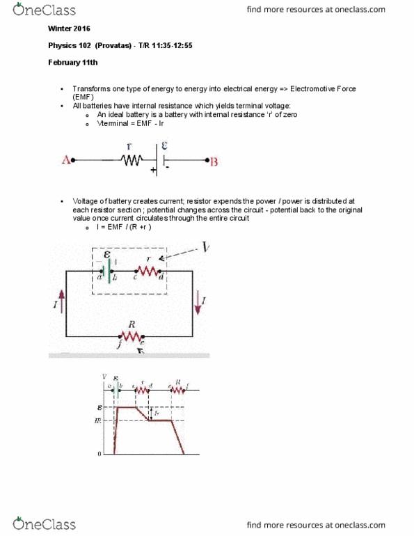 PHYS 102 Lecture Notes - Lecture 10: Series And Parallel Circuits, Lecture Recording, Proton Conductor thumbnail