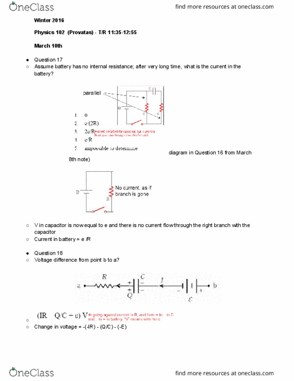 PHYS 102 Lecture Notes - Lecture 16: Rc Circuit, Exponential Decay, Capacitor Discharge Ignition thumbnail