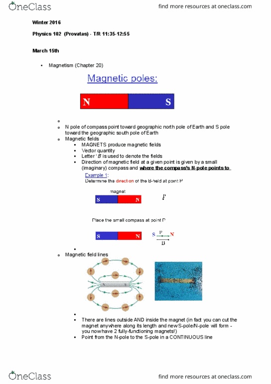 PHYS 102 Lecture Notes - Lecture 17: South Pole, Provatas, South Magnetic Pole thumbnail