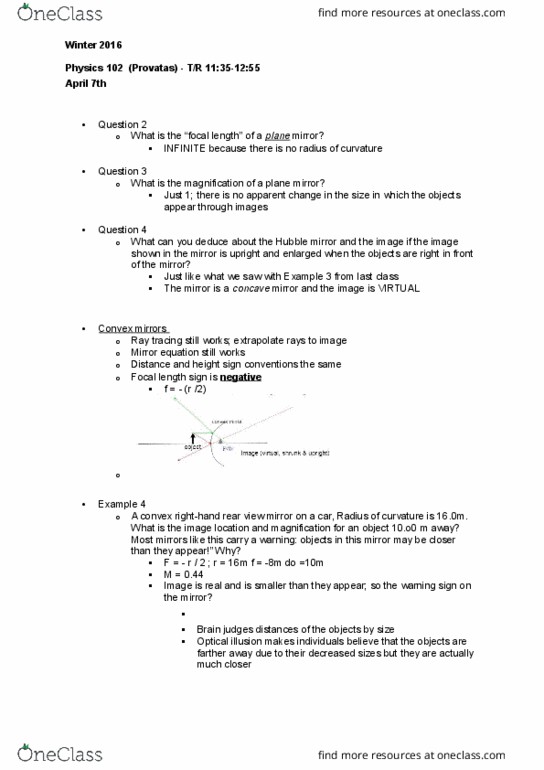 PHYS 102 Lecture Notes - Lecture 24: Thin Lens, Provatas, Total Internal Reflection thumbnail