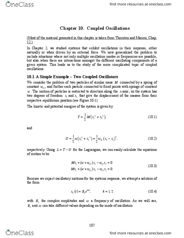 Physics 3151A/B Lecture 10: Coupled_Oscillations thumbnail