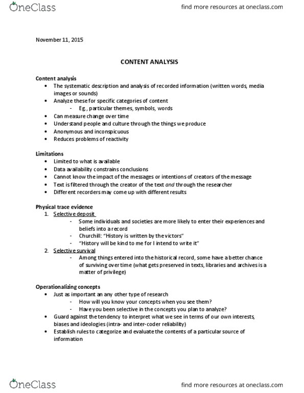 CRM 2303 Lecture Notes - Lecture 11: Sampling Frame, Research Question, Trace Evidence thumbnail