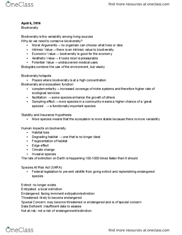 BIOL208 Lecture Notes - Lecture 16: Swift Fox, Invasive Species, Pedogenesis thumbnail