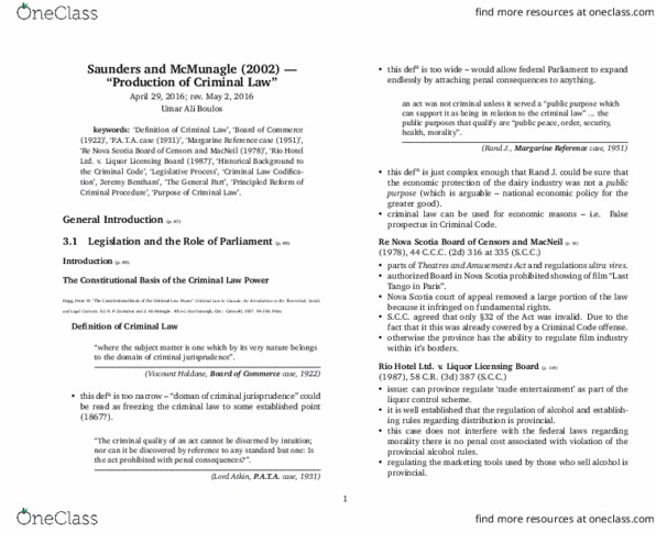 LAWS 2301 Chapter Notes - Chapter 3.1: Case Citation, Combines Investigation Act, Rules Of Go thumbnail