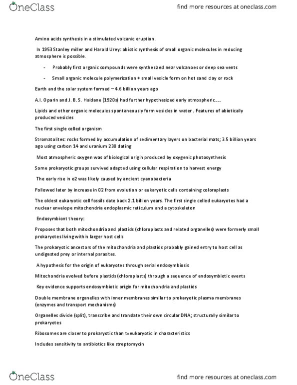 01:119:150 Lecture Notes - Lecture 4: Vacuole, Stanley Miller, Cellular Respiration thumbnail