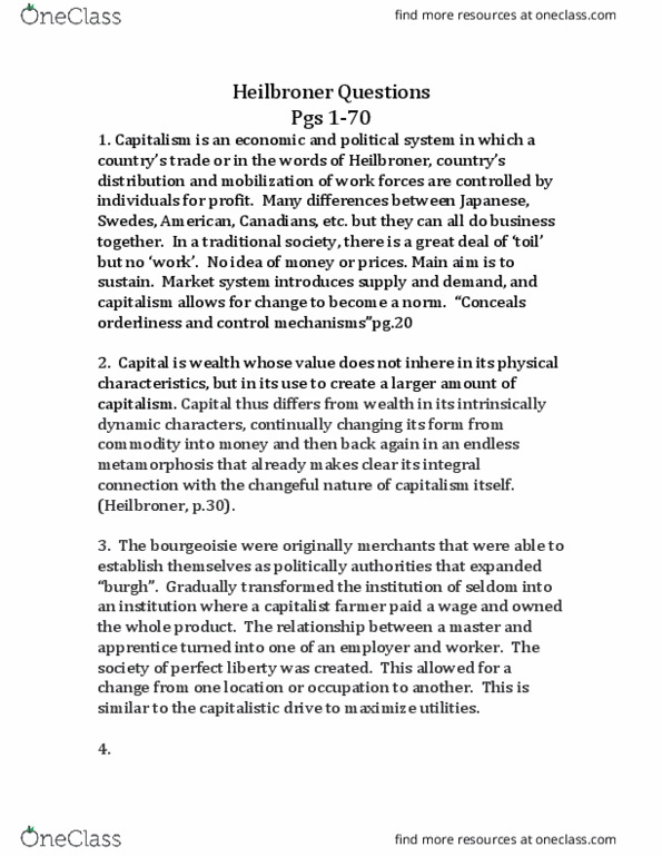 SOSC 1200 Chapter Notes - Chapter 1-70: Bourgeoisie, John Maynard Keynes, Market System thumbnail