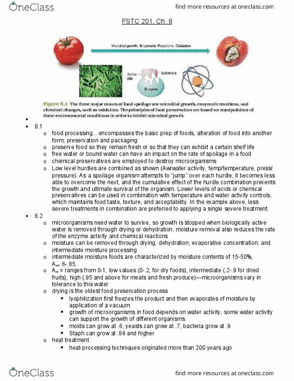 FSTC 201 Chapter Notes - Chapter 8: Whey Protein, Hot Chocolate, Modified Atmosphere thumbnail