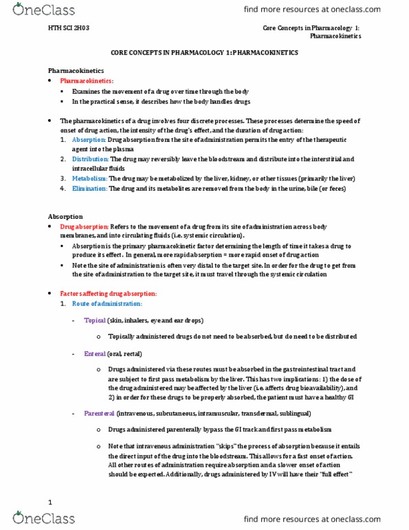 HTHSCI 2H03 Lecture Notes - Lecture 1: Chemotherapy, Cardiac Glycoside, Diazepam thumbnail