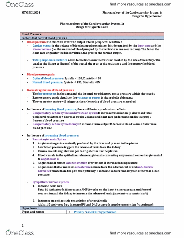 HTHSCI 2H03 Lecture Notes - Lecture 16: Baroreceptor, Cerebral Cortex, Blood Vessel thumbnail