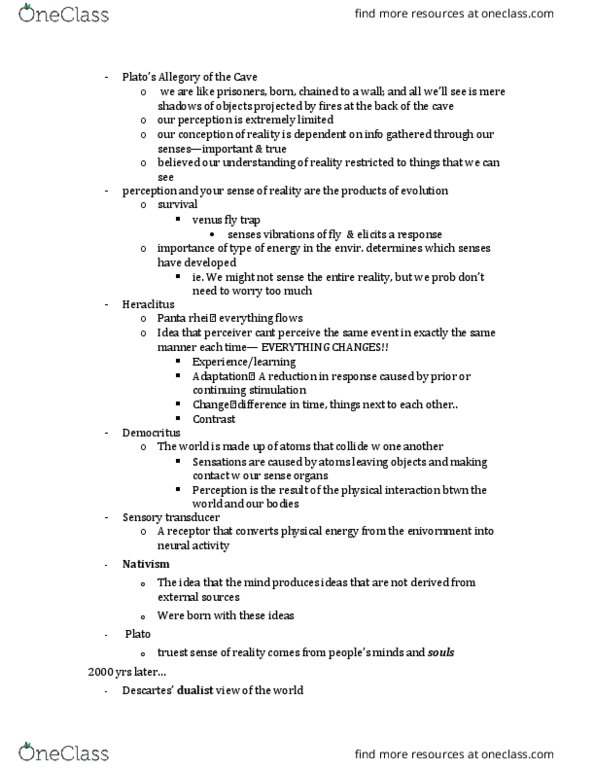 PSYB51H3 Lecture Notes - Lecture 1: Experimental Psychology, Panpsychism, Monism thumbnail