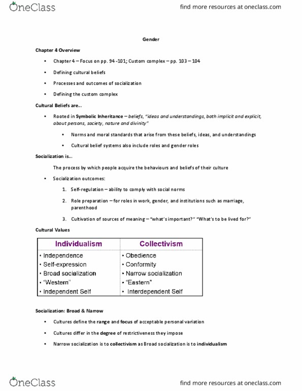 PSYC 3509 Lecture Notes - Lecture 4: Gender Role, Equal Protection Clause, Egocentrism thumbnail