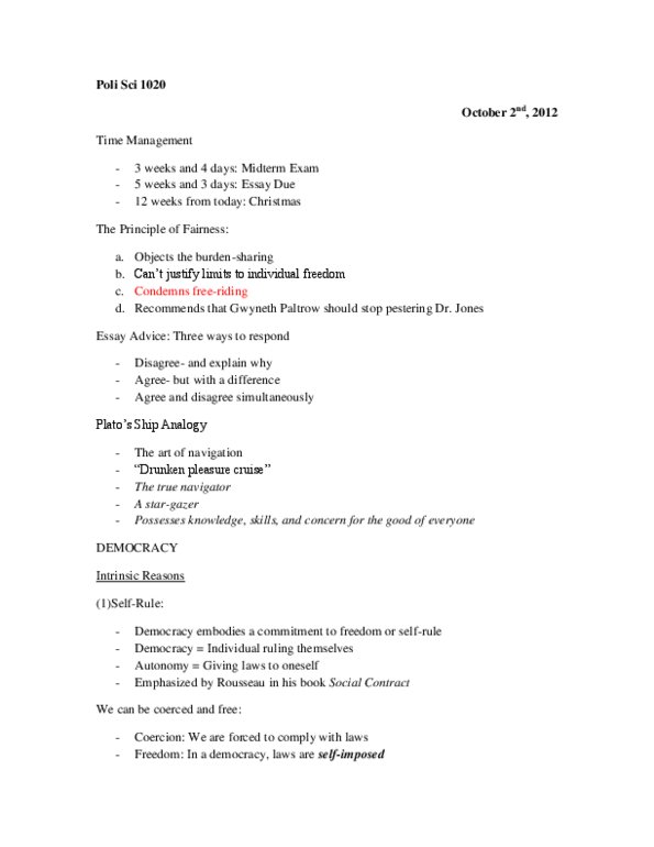 Political Science 1020E Lecture Notes - Gwyneth Paltrow, Joseph Schumpeter thumbnail