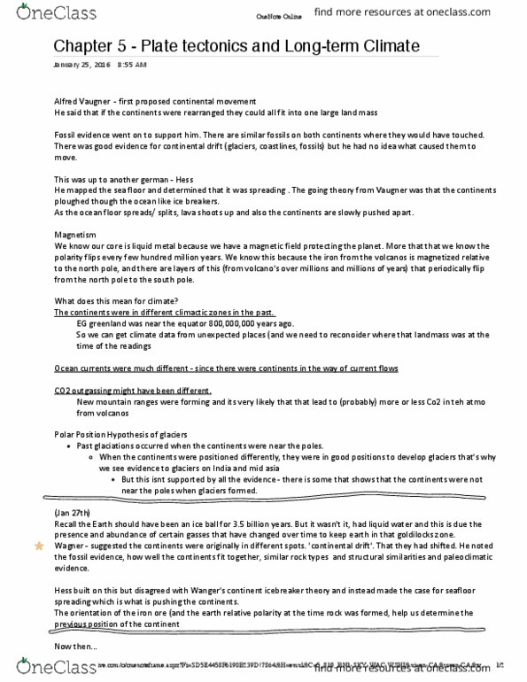 GEOG 2230 Lecture Notes - Lecture 8: Plate Tectonics, Microsoft Onenote thumbnail