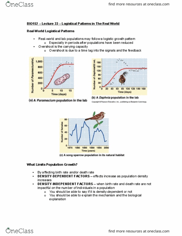 BIOLOGY 152 Lecture Notes - Lecture 33: Logistic Function, Microbiota, Inbreeding Depression thumbnail