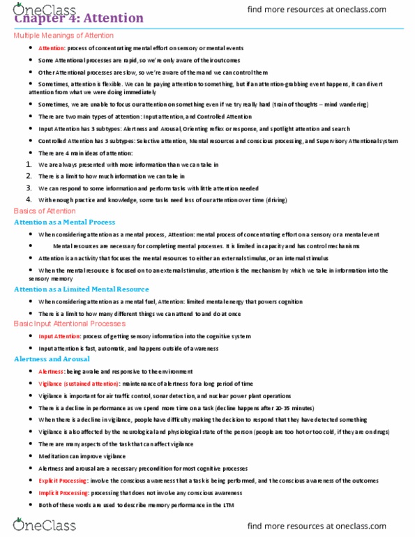 PSY270H5 Chapter Notes - Chapter 4: Inattentional Blindness, Visual Search, Orienting Response thumbnail