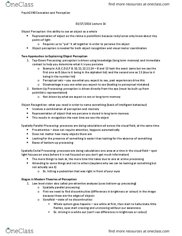 PSYC 2390 Lecture Notes - Lecture 16: Long-Term Memory, Pointillism, University Of Manchester thumbnail