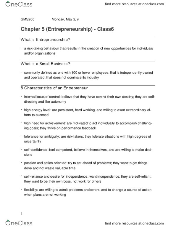 GMS 200 Lecture Notes - Lecture 7: Sole Proprietorship, Limited Liability Partnership, General Partnership thumbnail