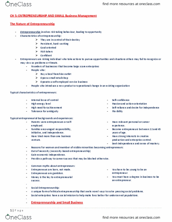 GMS 200 Chapter Notes - Chapter 5: Visible Minority, Takers, General Partnership thumbnail